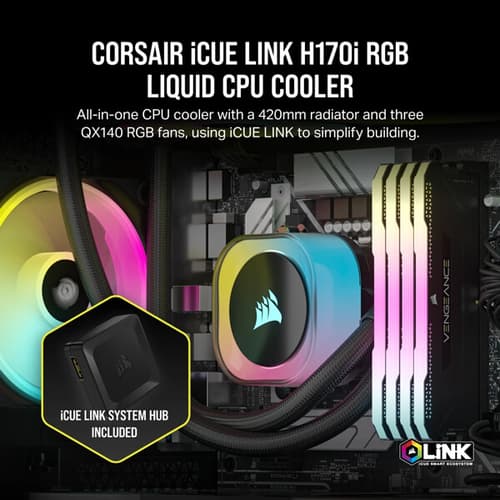 Corsair iCUE Link H170i RGB Black 420mm CPU Liquid Cooler